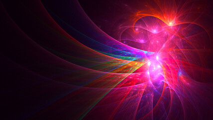 3D rendering abstract multicolor fractal light background