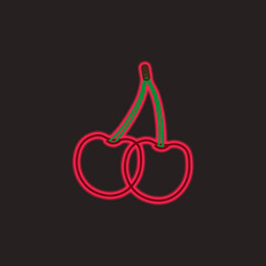 cherries neon effect illustration on dark background