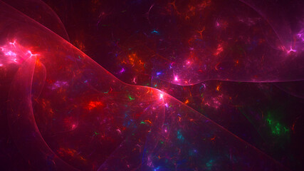 3D rendering abstract multicolor fractal light background