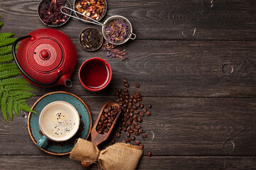 Various herbal tea and espresso coffee
