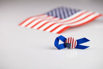 4th of July.  Independence Day concept. American flag in the form oft he badge.