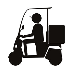 delivery service by motorcycles, silhouette, icon
