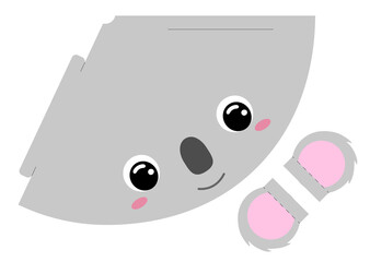 Printable mockup cap koala. Festive cone template for birthday, party, christmas, baby shower. Fun accessory for entertainment. Cardstock cap layout construction. Print and cut. Vector illustration.