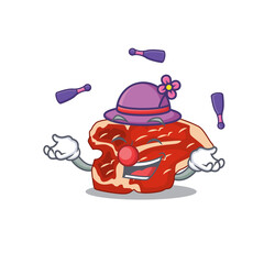A T-bone cartoon design style love playing juggling