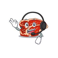 T-bone caricature character concept design wearing headphone