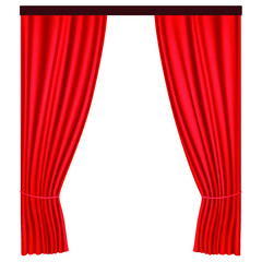 open red curtain realistic style 3D vector illustration isolated on white background