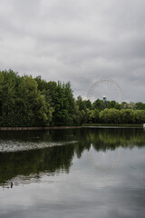 Fototapeta na wymiar ferris wheel in Izmaylovsky park on a cloudy summer day