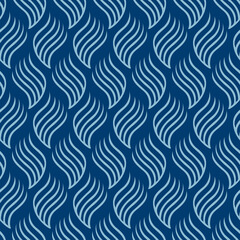 Japanese Dancing Swirl Wave Vector Seamless Pattern