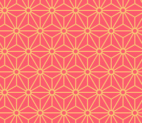 Japanese Gold Flower Star Vector Seamless Pattern