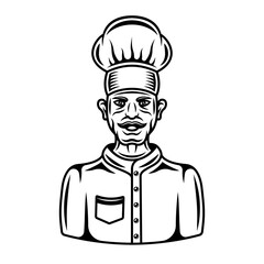 Chef in uniform vector monochrome vintage object