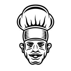 Chef head with mustache vector object or element