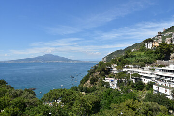 Fototapeta na wymiar Panoramic view of the coast of Vico Equense in the province of Naples.