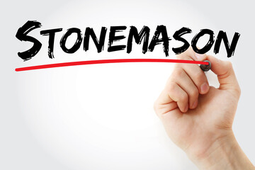 Stonemason text with marker, concept background
