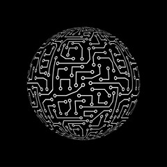 Abstract globe. Technology ball. Logo hi-tech.