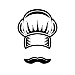 Chef hat and mustache vector objects or elements