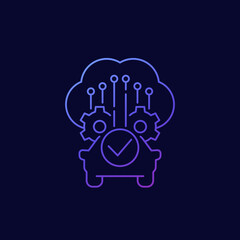 cloud solutions for transport line vector icon