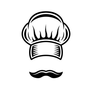 Chef hat and mustache vector objects or elements