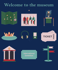 Set vector icons museum art