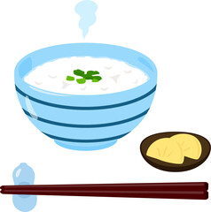 ご飯茶碗入りの全粥とたくあん