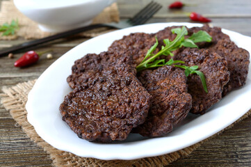 Tasty homemade liver cutlets on a plate