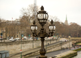 Alexander III bridge and Eiffel tower, Paris, France
