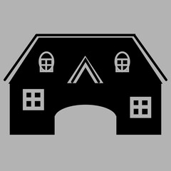black big house icon vector illustration