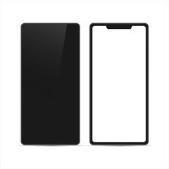 Devices in realistic trendy design on blank background. smartphone with empty screens. Mock up. Blank screen isolated.
