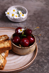 Italian biscotti cookies with fresh berries