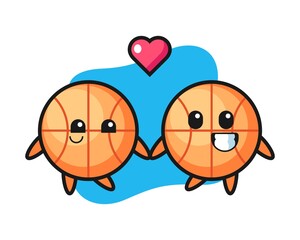 Basketball couple cartoon fall in love