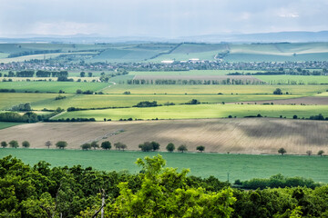 Fototapeta na wymiar Landscape with fields from Oponice castle, Slovakia