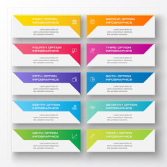 Business infographics template 10 steps rectangle,Vector illustration.
