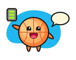 Basketball cartoon with energetic gesture