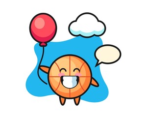 Basketball cartoon is playing balloon