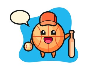 Basketball cartoon as a baseball player