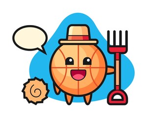 Basketball cartoon as a farmer