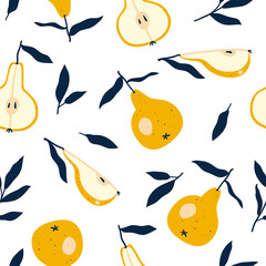 Seamless pattern with yellow pear. Illustration for invitations, wedding, paper, textile manufacturing, wallpaper etc.