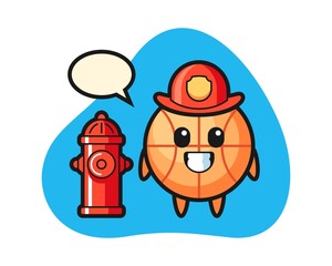 Basketball cartoon as a firefighter