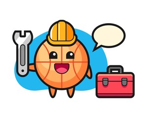 Basketball cartoon as a mechanic