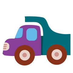 truck, toy, flat, isolated object on a white background, vector illustration