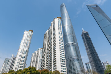 Fototapeta na wymiar Skyscrapers in Shanghai Lujiazui Financial District