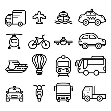 transportation icon set logo illustration design