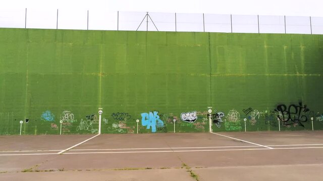 Old Fronton in La Rioja. Spanish popular sport similar at squash. Aerial footage