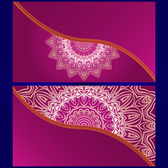Invitation or Card template with floral mandala pattern. The front and rear side. Vector