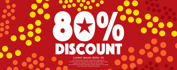 Fototapeta premium 80 percent Sale Discount Sale Banner Vector Illustration.