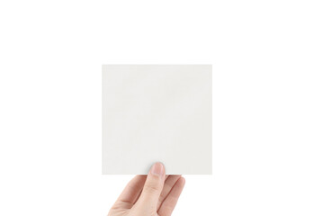 Fototapeta premium Square Textured Paper Mockup with Hand Stationery Sticker Greeting Card Mockup