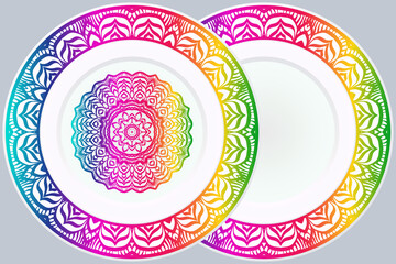 Set of two Decorative Ornament With Mandala and round frame. Home Decor Background. Illustration. For Coloring Book, Greeting Card, Invitation, Tattoo. Anti-Stress Therapy Pattern. Vector