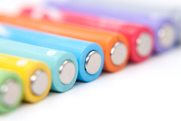 colored battery on white background