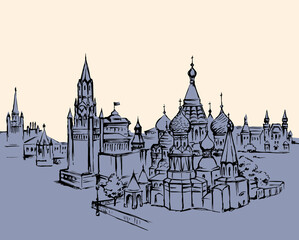 Fototapeta premium Red Square, Moscow. Vector drawing