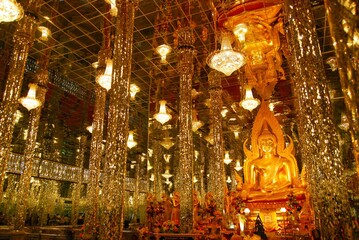 Golden Buddha at Thasung temple in Uthai Thani province, Thailand.