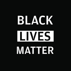 Black Lives Matter Banner Text in white isolated on black background.